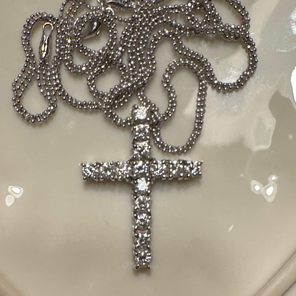 Estate Large Diamond Cross White Gold (Natural Mined Diamonds)